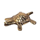 Hashcart® Brass Turtle Figure Brass Good Luck Turtle Tortoise Statue Home Decorative Ornament for Healthy and Longevity - Gold Finish