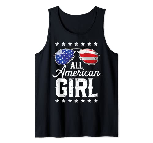 All American Girl 4th of July USA Sunglasses Family Matching Tank Top