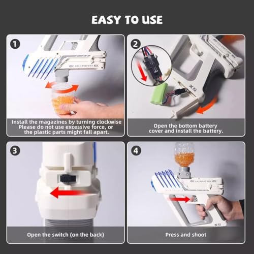 Image of Gel Blaster Automatic Toy Gun /Electric Outdoor Toy Machine Gun for Kids /Water Ball Pistol for Kids-Adults /Shooting Range Upto 70 feet Gun with 10000 Gel Balls - (Orange)