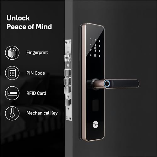 Image of Yale YDME 50 NxT Smart Door Lock | Biometric Fingerprint, PIN, RFID & Mechanical Key | Digital Door Lock for Home & Office