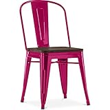 fucsia Iconik Interior Tolix Style Silla de comedor - Diseño industrial - Madera y acero - Stylix fucsia