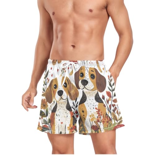 Bañador de hombre transpirable y pantalones cortos de entrenamiento con estampado Beagle marrón