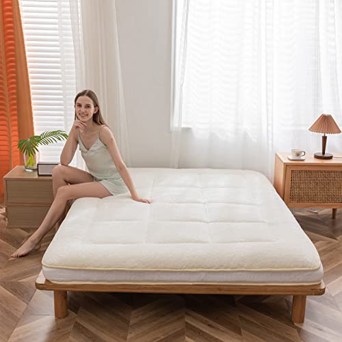Maxyoyo Japanese Bed Floor Mattress Futon Mattress Twin Bed Mattress Foam Mattress Topper Sleeping Pad Floor Bed Reversible And Foldable Mattress, Upgraded Ultra Soft Fluffy Single Beige Mattress #TOP10