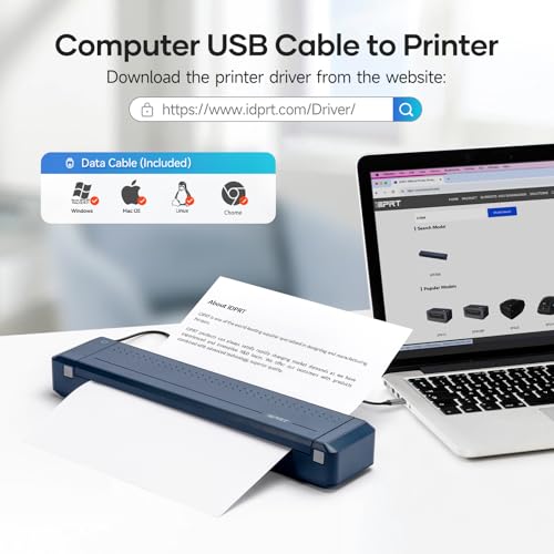 Image of iDPRT MT888 Portable Wireless Thermal Printer for Travel, Compatible with 8.5 inch x 11 inch, US Letter Compatible with iOS, Android and Laptop, Inkless Bluetooth Mobile Printer with