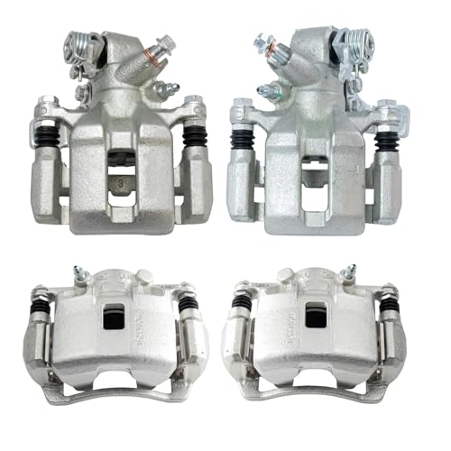 Image of TRQ Front and Rear Brake Caliper Set Zinc Coated Brackets Compatible with 2002-2006 Acura RSX 2004-2005 Honda Civic