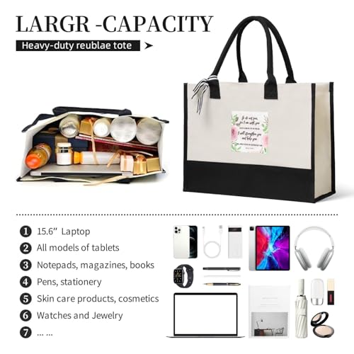 Isaiah 41：10 Durable Cotton Blend Canvas Tote Bag, Spacious Reusable Gift Bag for Travel, Beach & Shopping3