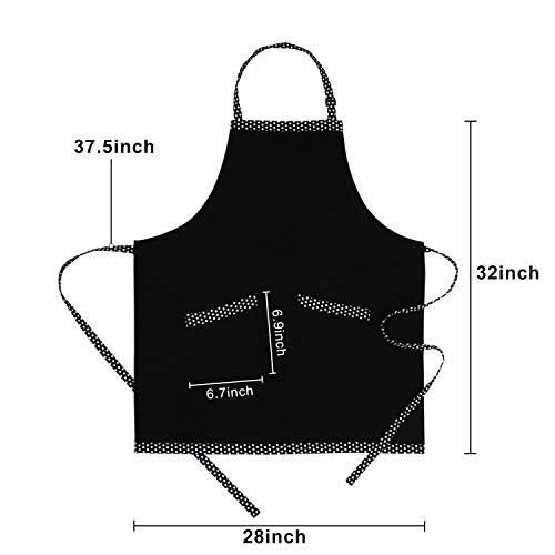 Hxor Cooking Bib Aprons For Women, Adjustable Cotton Cute Polka Dot Aprons With Extra Long Ties And 2 Pockets For Kitchen, Men, Chef, 32X28Inch #TOP4