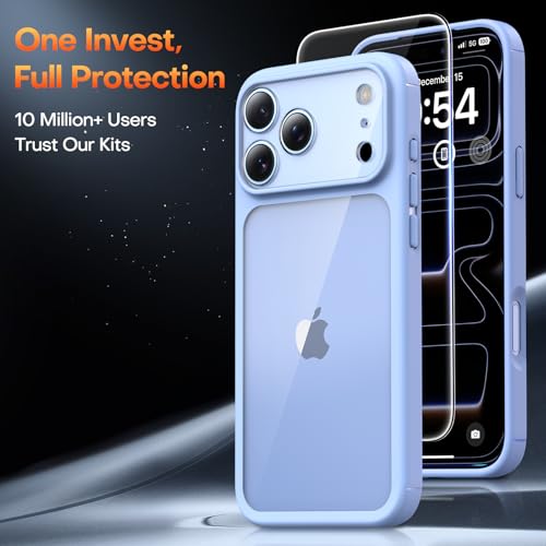 Image of TAURI for iPhone 17 Pro Max Case, with Screen Protector, Star Blue | Full Camera Protection, Anti-Yellowing Military-Grade Protection Shockproof Slim Phone Case for iPhone 17 ProMax