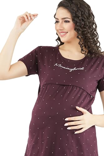 Image of Pastel Clip Women Cotton Star Printed Relaxed Maternity Night Suits for Women Feeding 7002-7003