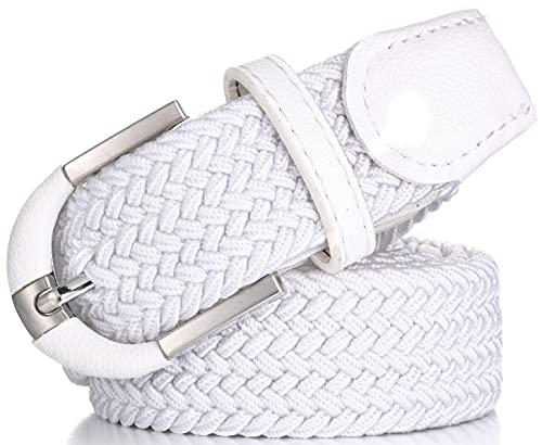 Marino Stretch Belts for Men - Golf Woven Stretch Belt - Gift Box - White - Medium (36-40 )