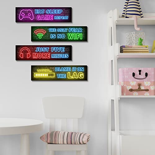 Simimi Art 4 Pcs Printed Neon Gaming Posters thumb #4