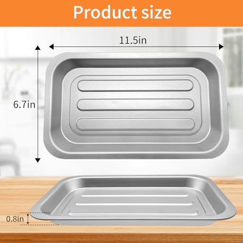Image of 2 PCS Air Fryer Grill Pan for Emeril Lagasse Dual Zone 360 Air Fryer Oven 25 QT Extra Large, 11.5''x6.7'' Steel Air Fryer Tray Accessories Grill Plate Crisper Plate Drip Pan Replacement Parts