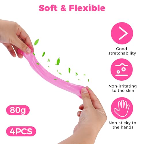 Varenzya 4 Stück Tastatur Reinigungsgel, 80g Rosa Reinigungsgel Auto Innenraum, Wiederverwendbar Reinigungsschleim, Keyboard Cleaning Gel, Universal Dust Cleaning Gel für Computer, Drucker, Kameras