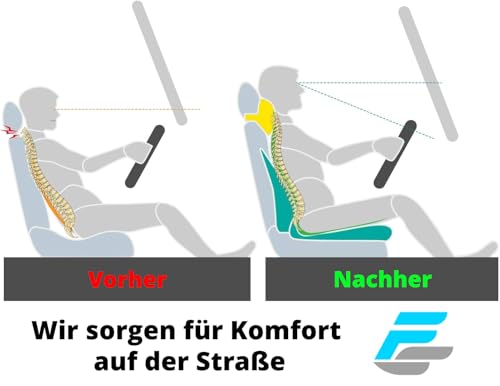 FS 2X Auto Nackenkissen – Ergonomische Nackenstütze für Kopfstütze – Verstellbares Kopfkissen – Komfort Auto Zubehör für Lange Fahrten – Universell passend – sportlich & hochwertig