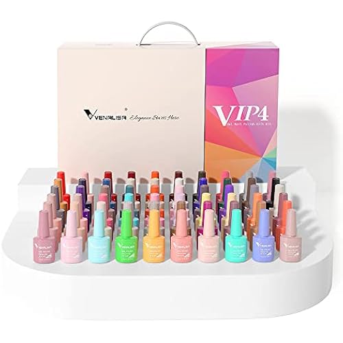VENALISA VIP4 65PCS Gel Nail Polish Set, 60 Colors 7.5ML White Black Pink Nude Gel Polish Colors Nail Art Starter Kit