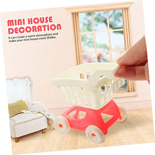 HEMOTON 3 Peças Enfeites De Carrinho De Compras Mini Carrinho De Casa Decoração Carrinho De Simulaçã