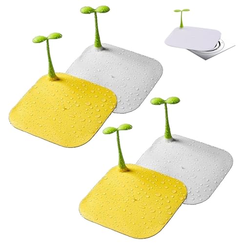 Image of 4 Pack Silicone Drain Cover, Drain Cover for Bathroom Sink and Shower, Anti Insect Drains Covers, Floor Drain Cover for Cockroach and Hair Catcher (Yellow+White)