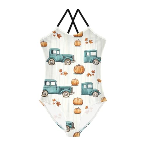 Pumpkin Autumn Fall Halloween Girls One Piece Swimsuit Beach Swimwear 20859217