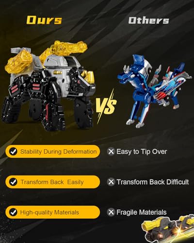 Image of Collision Transforming Dinosaur Car Toys, 2 in 1 Magnetic Car Transform into Dinosaur Toys, Dino Robot Toy, Deformation Car Birthday Easter Party Gifts for Kids Boys Girls, Black