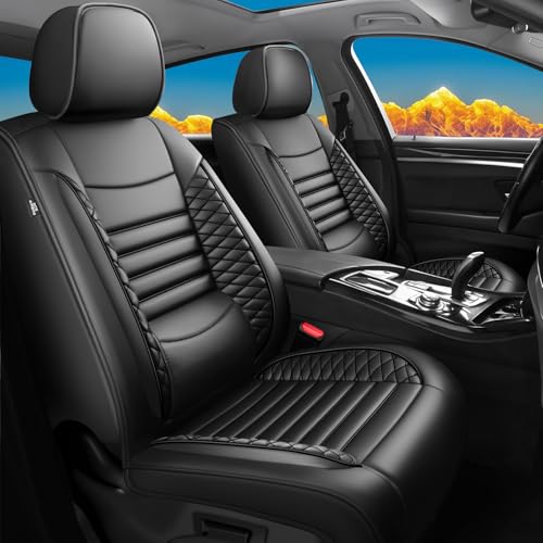 FQFZYMX Seat Covers Fit for Honda HR-V 2016-2025 2026 Waterproof Car Seat Covers Full Set 5 Seats Faux Leather Car Seat Cushion Protector Compatible Airbag(Black)