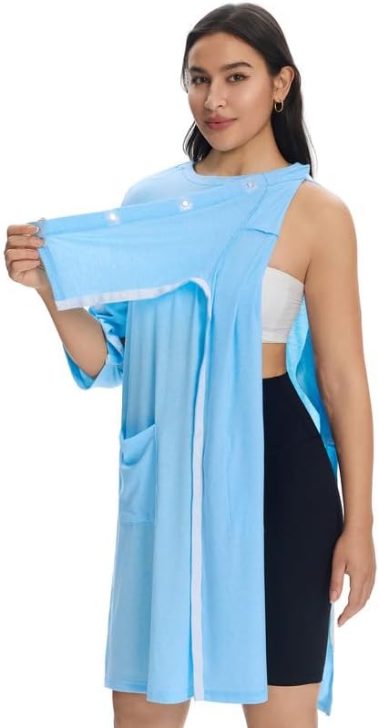Women's Magnetic Post Shoulder Surgery Dress Rotator Surgery Recovery Must Haves Hospital Gown Adaptive Clothing with Pockets