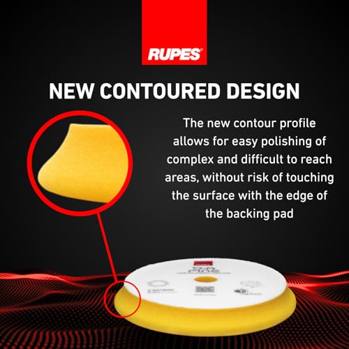 Image of RUPES 9.DA180M Pack of 12 Yellow D-A Fine Finishing Foam Pads 180mm | Ideal for Paint Correction | Moderate to Fine Defect Removal | Compatible with 6 inch Backing Plate