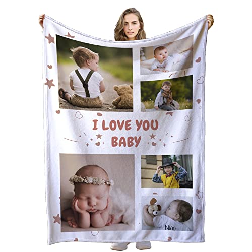 Plaid Personnalisé Photo Couverture PersonnaliséE Photo Personnalisé Cadeau Noel Cadeau Anniversaire PersonnaliséS pour Maman Le Cadeau De Mariage d'anniversaire De La Fam Cover