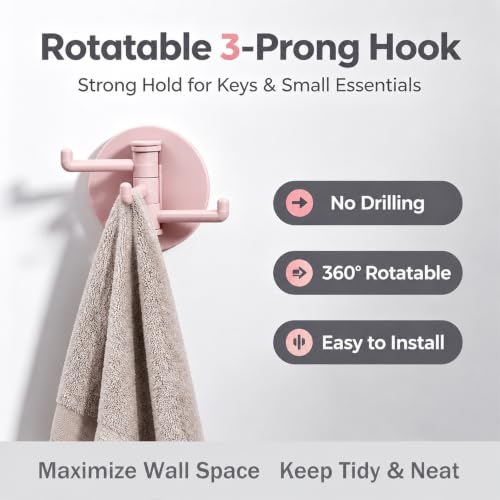 No-Drill Rotatable 3-Prong Wall Hook for Home - image 3