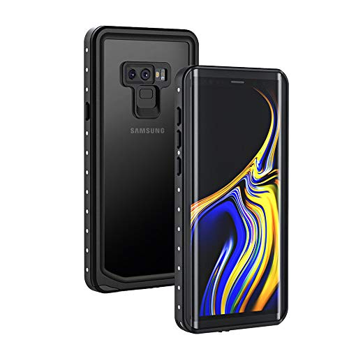 Lanhiem Galaxy Note 9 Phone Case, IP68 Waterproof Dustproof Shockproof Case with Built-in Screen Protector, Full Body Sealed Underwater Protective Clear Cover for Samsung Galaxy Note 9 (Black/Gray)