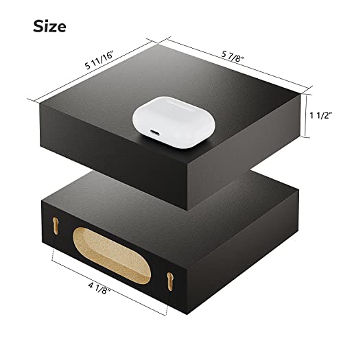 BAMEOS 2 Pack Black Floating Shelf, 5.9 x 5.7 Inch, Contemporary, Modern, Compact, Wall Mount, Shelf for Decorative Items by BAMEOS - Image 3