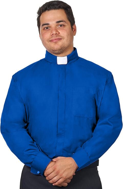 FOR HIS SERVICE Clergy Shirts for Men - Full Sleeves - Included Tab Collar