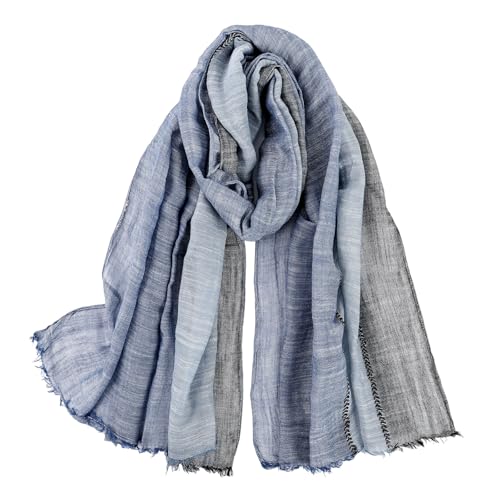 Mens Scarf Soft Fashion Scarf for Men Cotton Linen Large Scarves Warm Shawl Scarf Gifts for Men (A Navyblueblack)