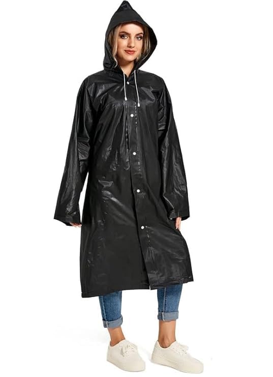 VKG Unisex EVA Waterproof Rain Coat Hooded Outdoor Water Resistant Suit Portable Suit (Black) (1 Piece) (Medium) (1 Piece) 3