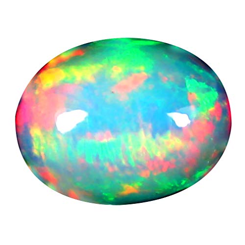 Opale arc-en-ciel éthiopienne brute taillée, loose gemme naturelle ovale 11x9 mm