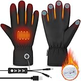Vilante USB Heated Gloves for Men Women,Electric Heating Gloves with 3 Adjustable Temperatures Rechargeable Waterproof Windproof Touchscreen Hand Warmer Heating Back and 5 Fingers for Cycling Climbing