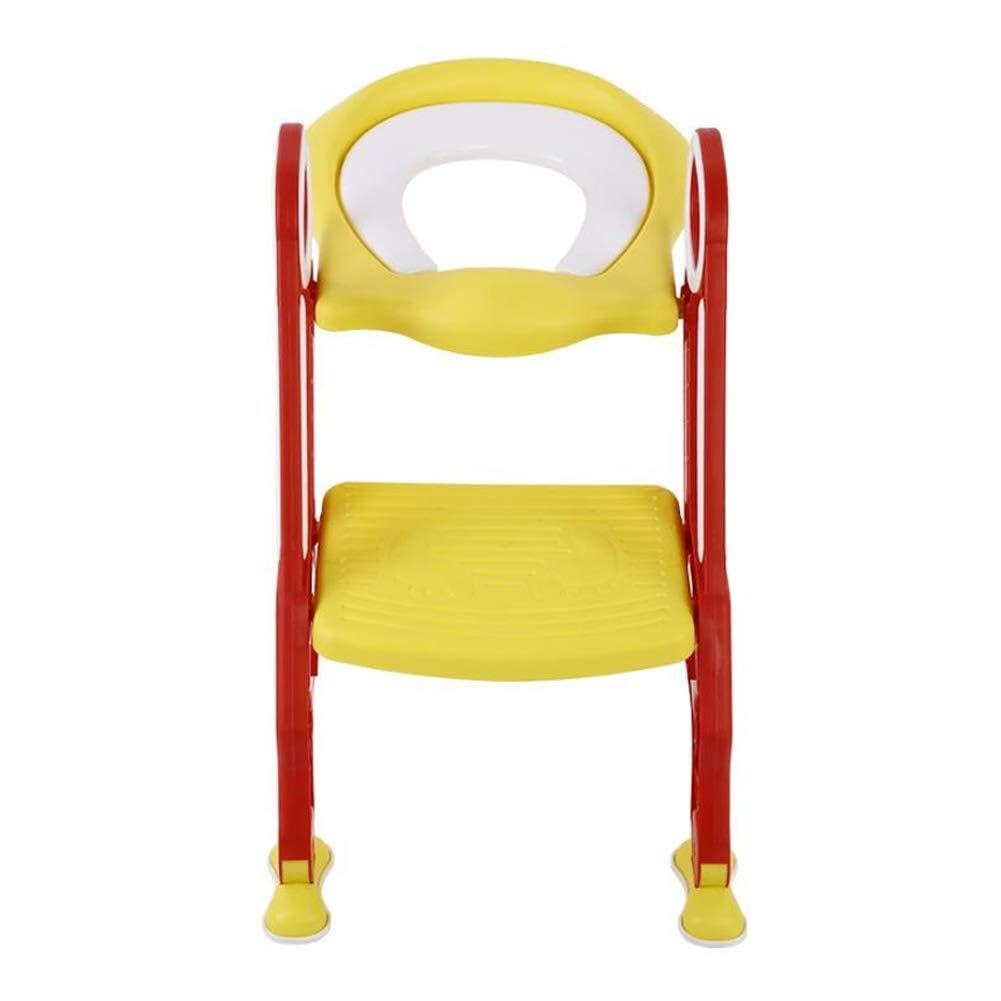 Step Stools Portable Toilet Ladder Ladder Folding Toilet with Safe Armrests Anti Slip Step Stool and Pedals PP Material Trainer Ladders(Reddish Yellow)
