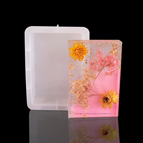 FineInno Deep Rectangle Resin Mold, Large Rectangular Epoxy Resin Mold, Craft Square Silicone olds for Cube Resin DIY Flower Preservation,Bookends Art
