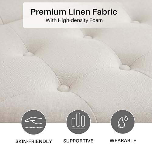 Redlifeᅟᅠ 00080+81 Redlife 35 Inch Wide Round Ottoman With Storage, Storage Ottoman Coffee Table, Tufted Round Ottoman Coffee Table Linen Fabric Round Coffee Table Ottoman thumb #6