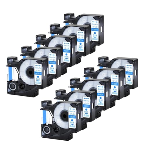 3?10PK D1�e�[�v45013 45010 45016 45021�W�����x��12mm�u���b�N���x���}�l�[�W���[200 450�Ɠ��l�̃��x���t���f�o�C�X�ƌ݊���(10PK Blue on Clear)