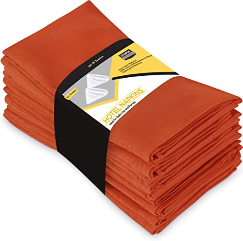 Utopia Kitchen Orange Cloth Napkins [12 Pack, 18x18 Inch] Cotton Blend Washable and Reusable Table Dinner Napkins for Hotel, Lunch, Restaurant, Weddings, Event and Parties