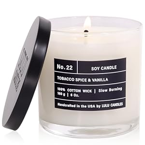 Lulu Candles | Tobacco, Spice & Vanilla | Luxury Scented Soy Jar Candle | Hand Poured in The USA | Highly Scented & Long Lasting (6 Oz.)