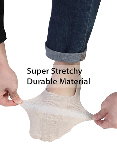 Pro Mountain No Show Socks Women Wide Toe Box For Health Y Heel Forefoot Size M Beige 8 Pack Cotton Cushion Footies Loafer Sneakers US Shoe 8-10