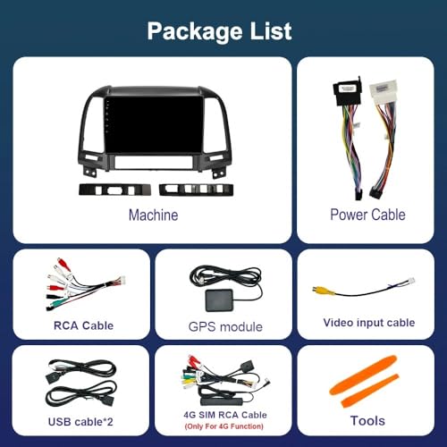 Radio coche Android Auto para Hyundai Santa Fe 2006-2012 con pantalla HD y cámara trasera 7