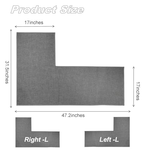 dovfa Ultra Non-Slip L Shaped Rug, High Density Oil & Water-Absorbent Corner Rugs for Kitchen, Comfort Rubber Non-Slip Backing Washable Mat, Easy Clean, Durable Stitched Edge Mats, 31.5"X47.3"X17" by dovfa - Used condition - Image 3
