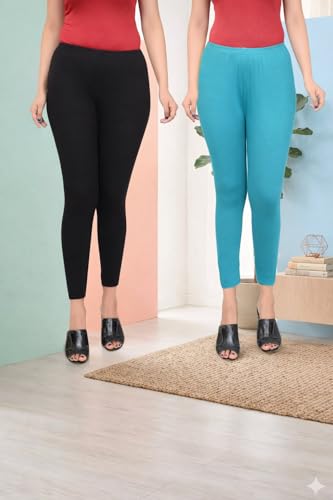 Image of Women Ankle Length Leggings Combo Pack Stretchable Comfortable Slim Fit High Waist Leggings for Women Ankle Length Soft Fabric