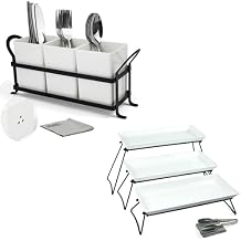 Czlizdyt Extra Large Tiered Serving tray with Drain Holes Cutlery Holder for Party Buffet Entertaining, White