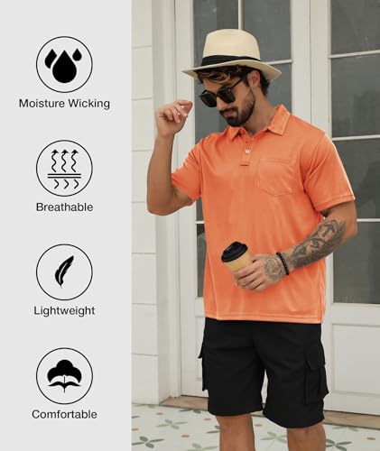 Image of SCODI 5 Pack Mens Pocket Polo Shirts Short Sleeve Golf Casual Work T-Shirt