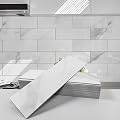 Avant Decor | Sample Tile | Stone Composite Subway Stone Texture Tiles | Peel and Stick Kitchen Backsplash Tiles | Wall Tiles | 4” x 12” | Bex Metro Glossy Calacatta