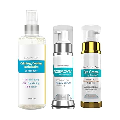 Rosacea Skin Care Trio - CoQ10 Serum, Eye Cream, Toner-Mist | For Sensitive Skin, Face Redness, Fine Lines and Hydration by Rosadyn+ Cover