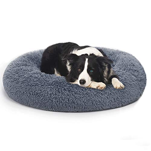 MIXJOY Orthopedic Dog Bed Comfortable Donut Cuddler Round Dog Bed Ultra Soft Washable Dog and Cat Cushion Bed (36   x 36  ) (Grey-Blue)